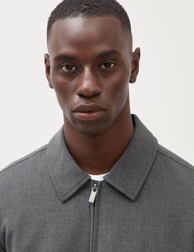 Blouson manches longues doubl&eacute; gris fonc&eacute; homme