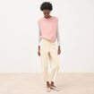 Pantalon barrel taille haute velours ivoire femme