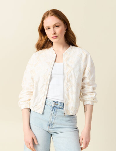 Veste broderie anglaise ecru femme