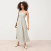 Robe longue &eacute;vas&eacute;e &agrave; bretelles bleu gris femme
