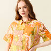 Chemise manches courtes orange corail femme