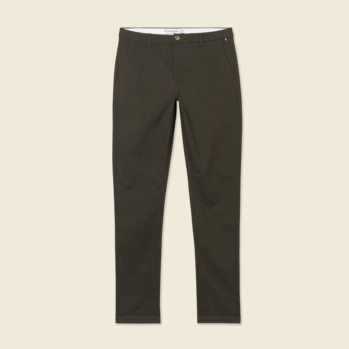 Pantalon chino longueur 32 vert kaki homme