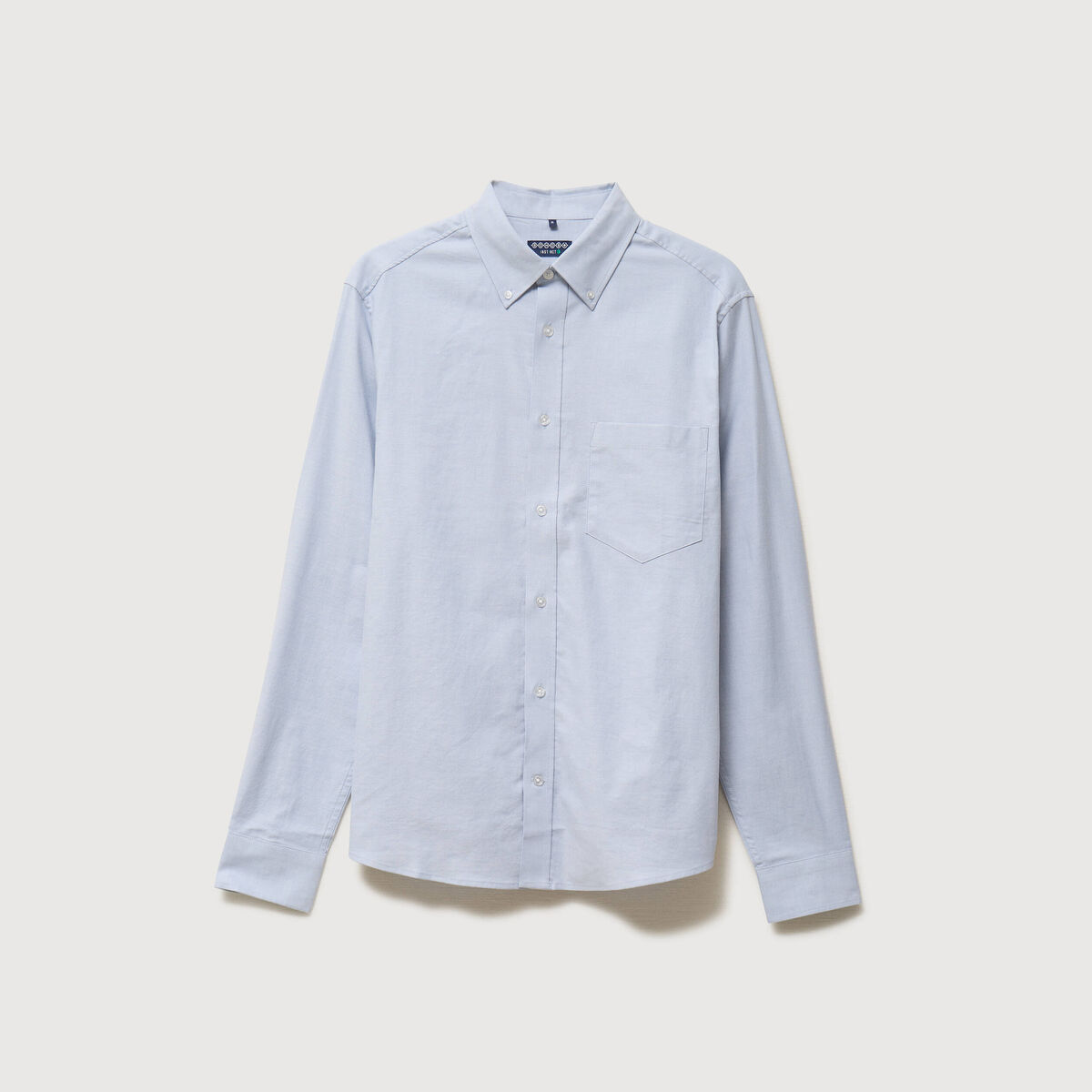 Chemise manches longues col am&eacute;ricain bleu gris homme