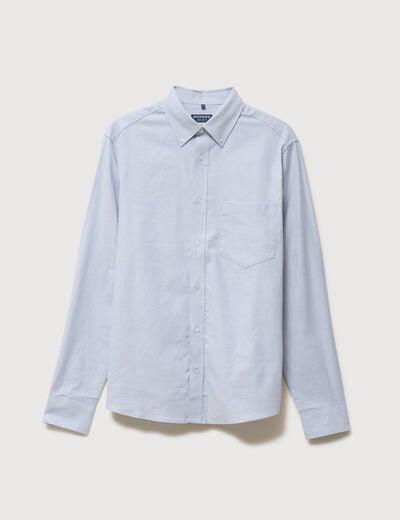 Chemise manches longues col am&eacute;ricain bleu gris homme