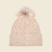 Bonnet avec pompon marron clair femme