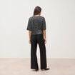Pull manches courtes col rond brillant noir femme