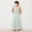 Jupe longue &eacute;vas&eacute;e en coton doubl&eacute;e vert pastel femme