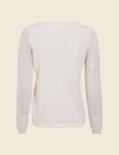 Gilet manches longues boutonn&eacute; creme femme