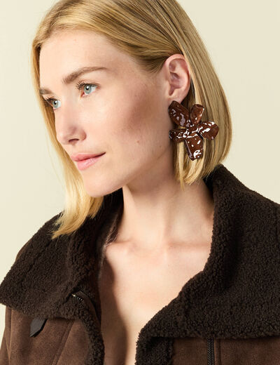 Boucles d'oreilles marron femme