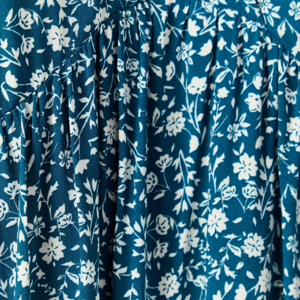 Robe évasée manches courtes bleu femme