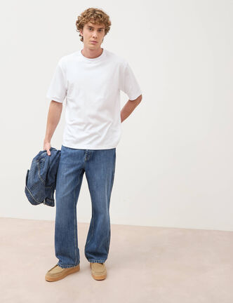 Jeans loose longueur 32 en coton denim stone homme