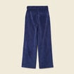 Pantalon large taille haute en velours bleu marine femme
