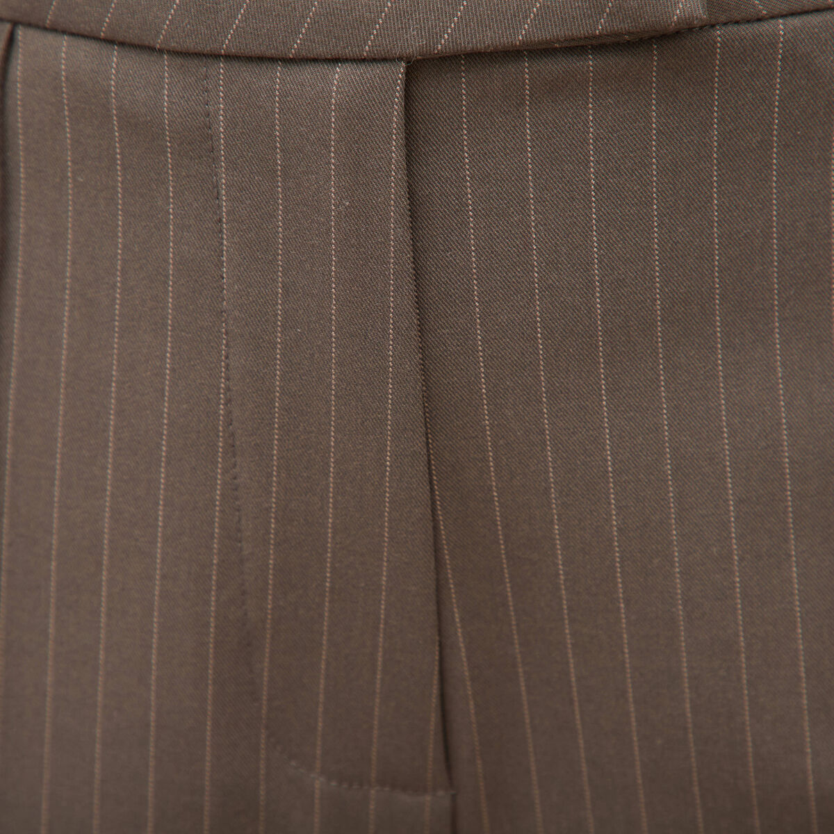 Pantalon droit taille haute taupe femme