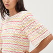 Pull col bateau manches courtes rose femme