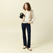 Pull col bateau manches longues ecru femme