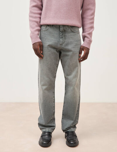 Jeans straight longueur 32 en coton denim gris homme