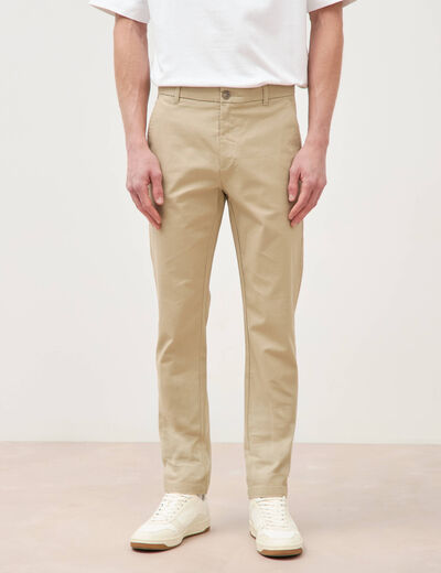 Pantalon chino slim beige homme