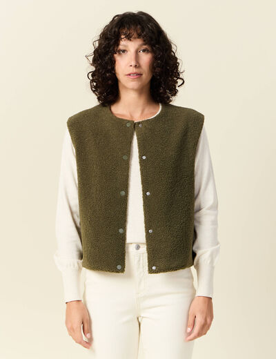 Gilet sans manches vert kaki femme