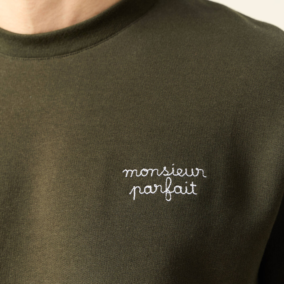 Sweat manches longues vert kaki homme