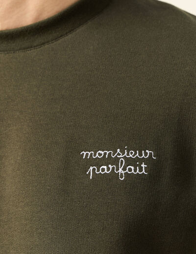 Sweat manches longues vert kaki homme
