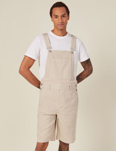 Salopette short droite beige homme