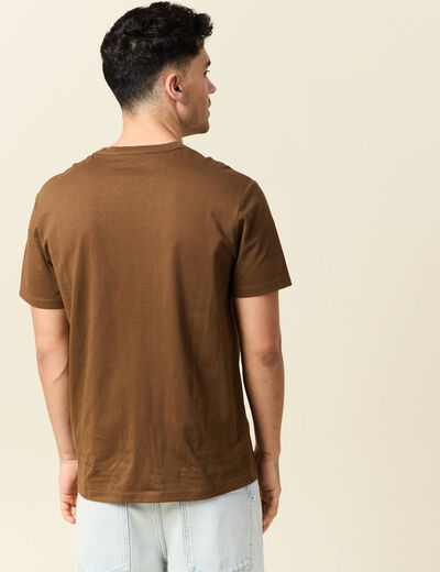 T-shirt en coton manches courtes marron homme
