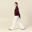 Pull col montant manches longues bordeaux femme