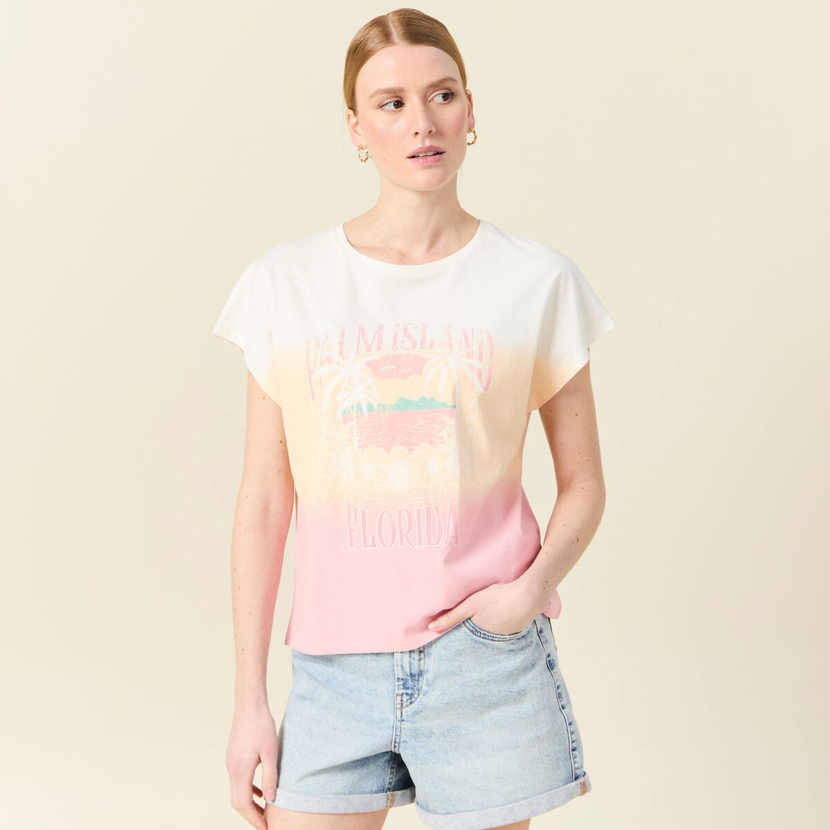 T-shirt éco-responsable rose pastel femme