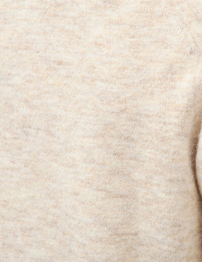 Pull droit col v manches longues creme femme