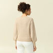 Pull manches longues col rond &agrave; sequins creme femme
