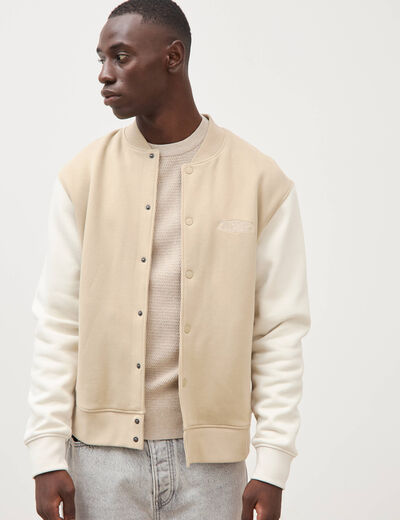 Sweat manches longues brod&eacute; beige homme