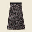 Jupe longue droite pliss&eacute;e noir femme