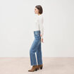 Jeans straight 7/8&egrave;me taille haute denim stone femme