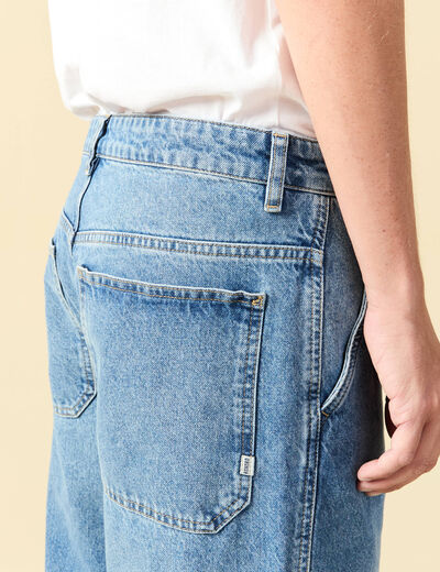 Jeans loose longueur 32 en coton denim bleach homme