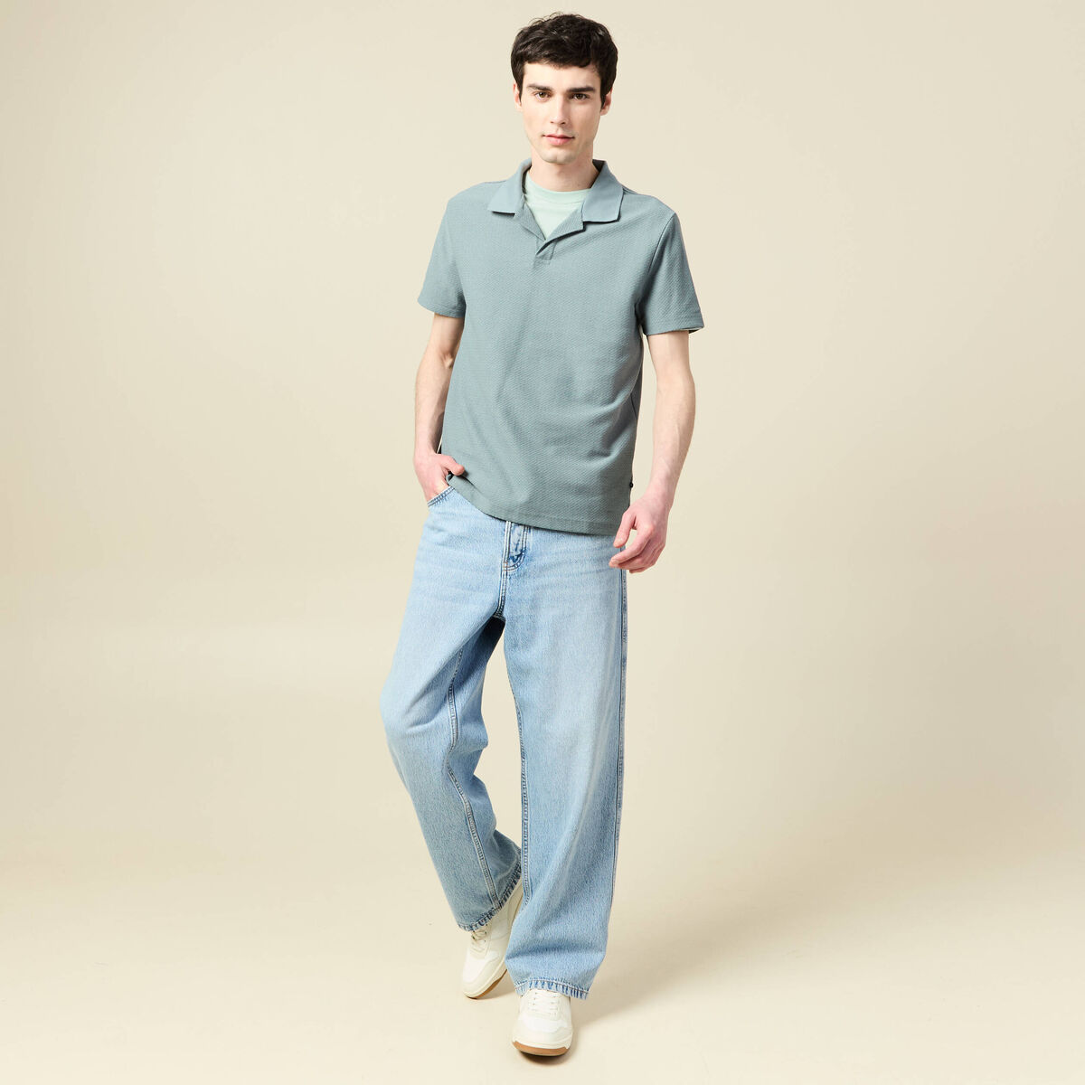 Polo manches courtes bleu gris homme