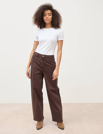 Jeans ample taille standard marron femme
