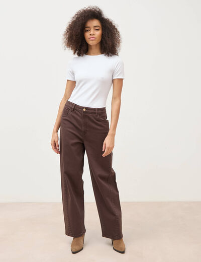 Jeans ample taille standard marron femme