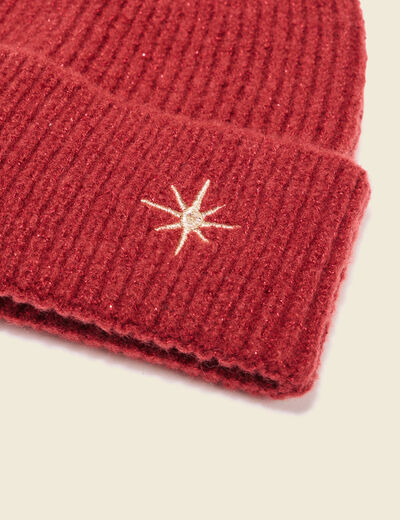 Bonnet tricoté orange foncé femme