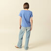 T-shirt cintr&eacute; col rond manches courtes bleu lavande femme