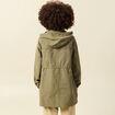 Parka longue droite d&eacute;perlante &agrave; capuche vert kaki femme