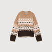 Pull droit col rond manches longues marron femme