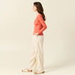 T-shirt manches longues orange corail femme