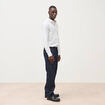 Chemise cintr&eacute;e en coton manches longues bleu homme