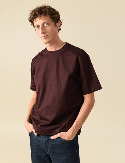 T-shirt en coton marron fonc&eacute; homme