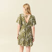 Robe évasée manches courtes vert olive femme