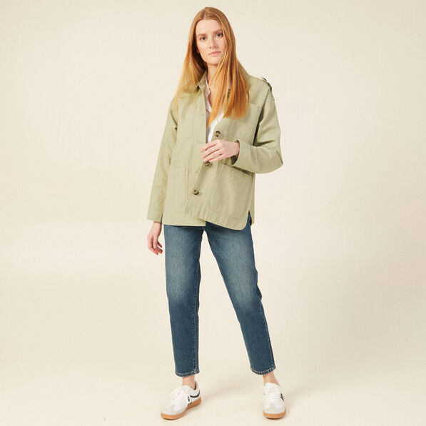 Veste droite avec poches vert kaki femme