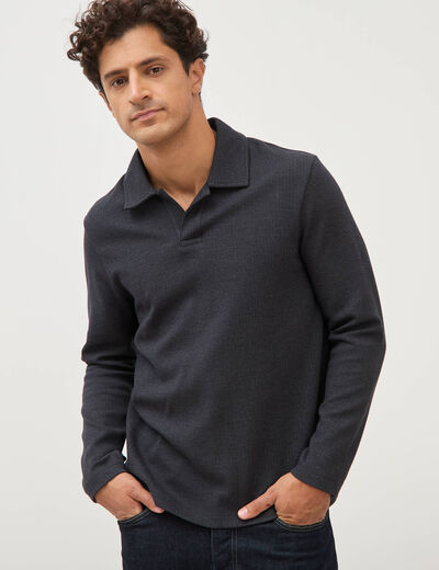 Polo manches longues noir homme