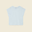 T-shirt col rond manches courtes bleu clair femme