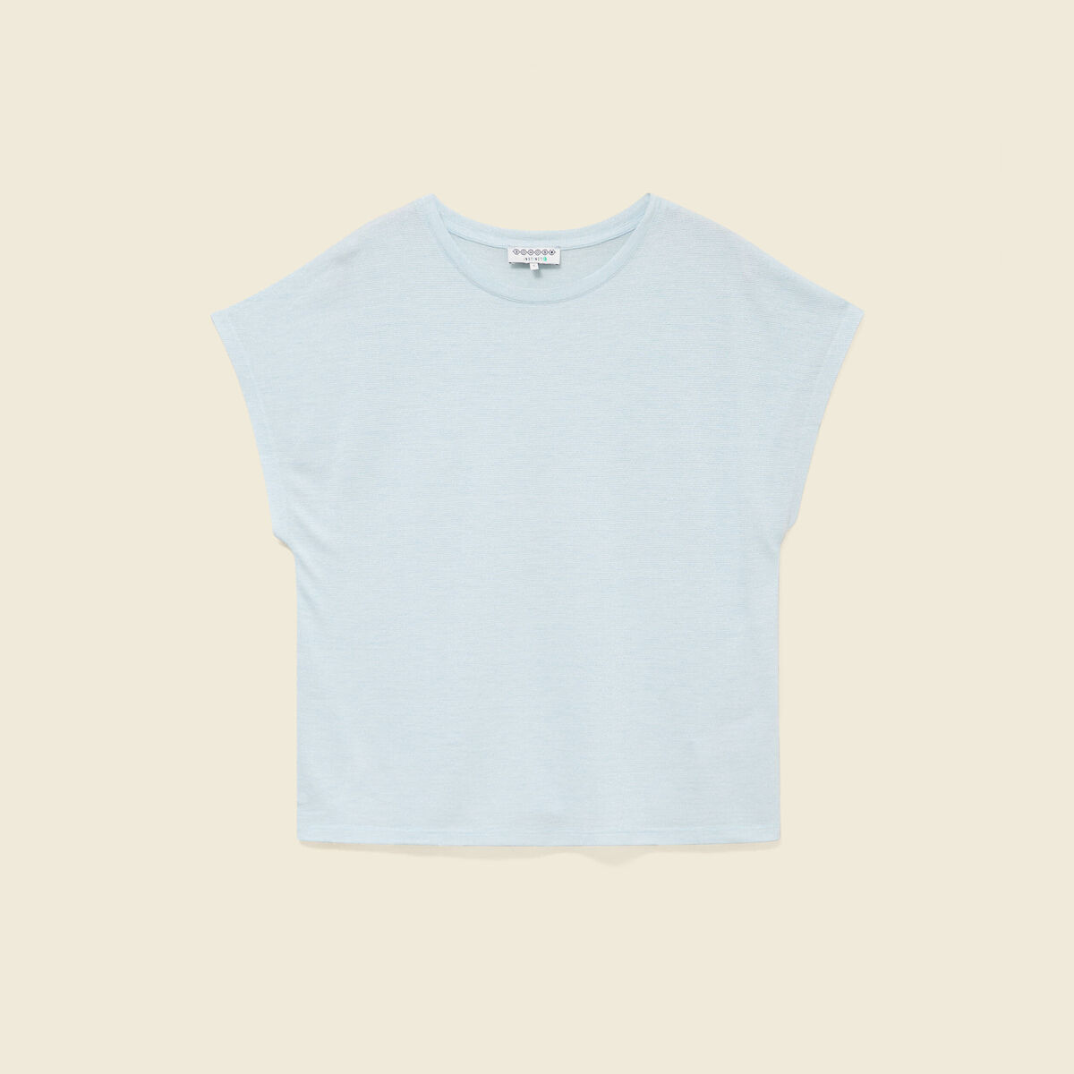 T-shirt col rond manches courtes bleu clair femme