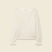 Pull ajour&eacute; col bateau manches longues ecru femme
